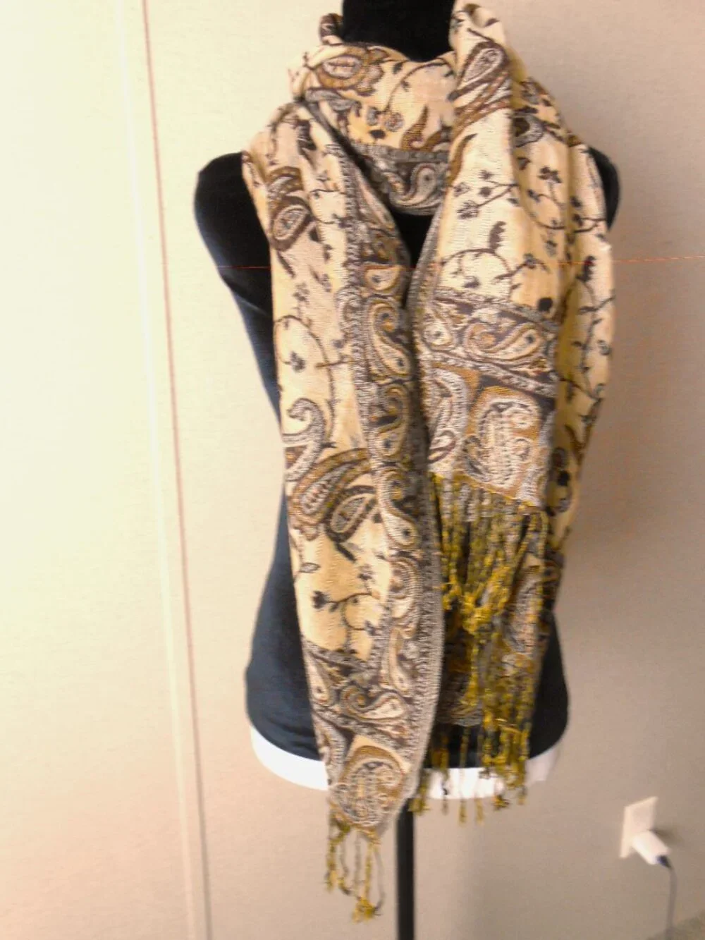 Pashmina Brown & Gold Scarf – Soft, Lightweight, Elegant Wrap